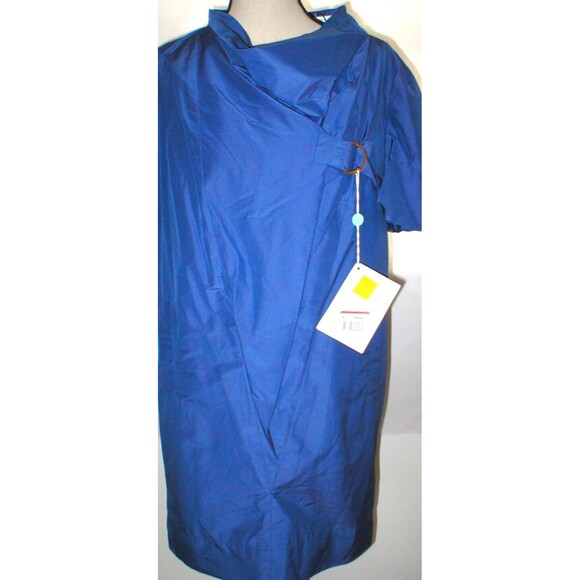 New Womens 8 NWT Designer Italy Victor & Rolf Blue Dress 44 Snaps Back Ruffles - Picture 1 of 12